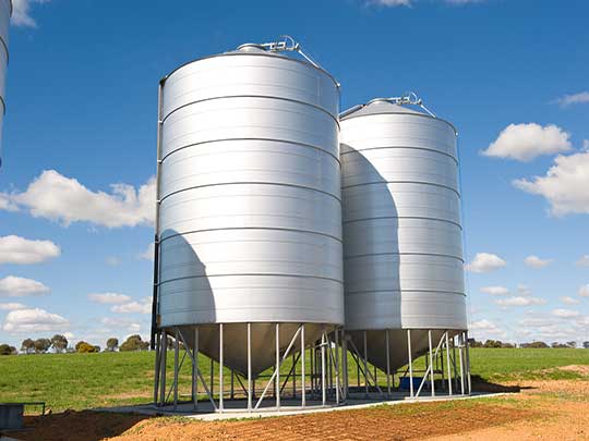 small steel grain silos